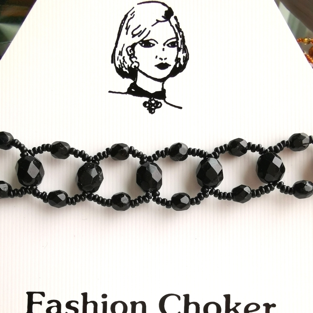 Crystal Choker Necklace Jet Black